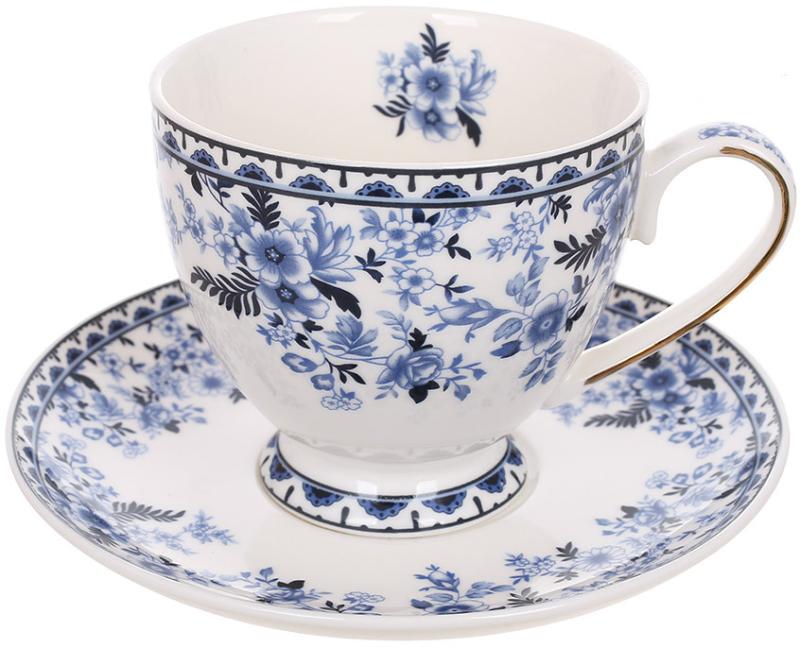 Набор фарфорового набора Vintage 6 чашек 250 мл и 6 блюдец Blue