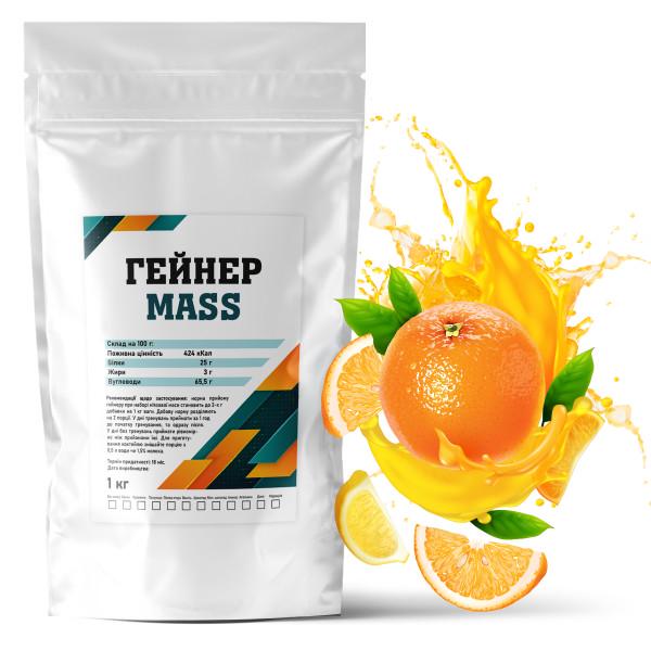 Гейнер вуглеводно-білковий Гадяч Elite MASS в порошку 1 кг Апельсин (21-125-g-ap1)