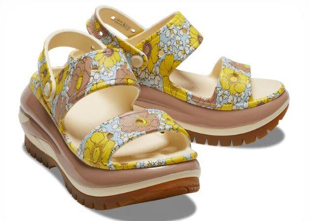 Босоніжки жіночі Crocs Mega Crush Retro Floral р. 39-40 Vanilla/Cork (15268444) - фото 1