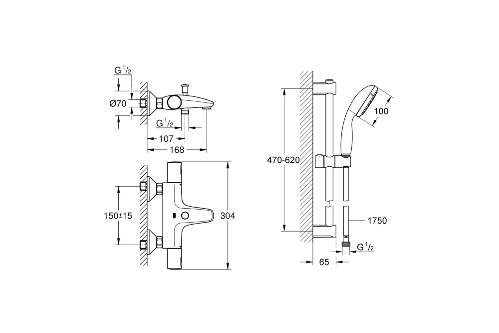 Змішувач для ванни з термостатом Grohe QuickFix Precision Start UA303907T1 Black (374037) - фото 8