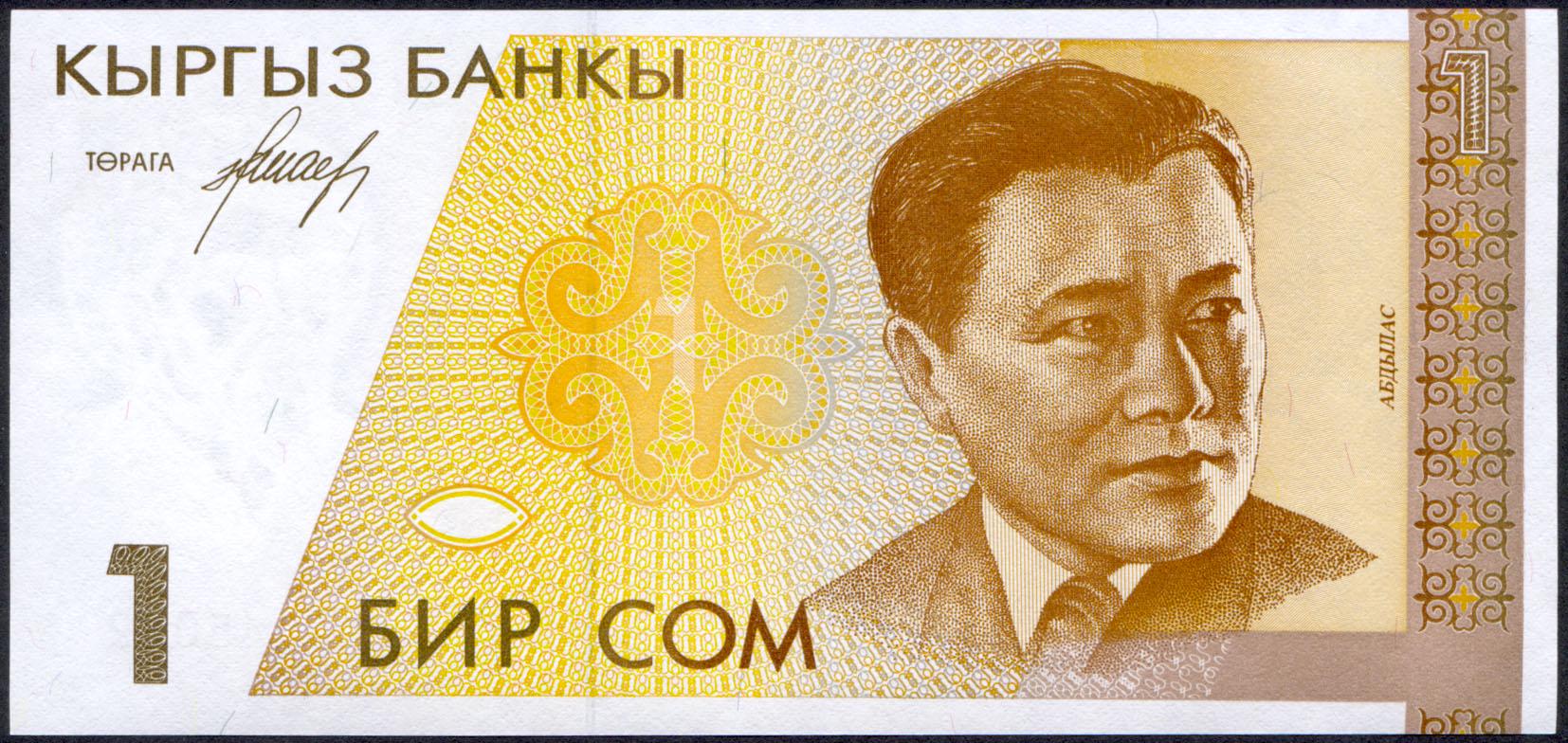 Коллекционная банкнота Кыргызстан 1994 1 сом P7a UNC