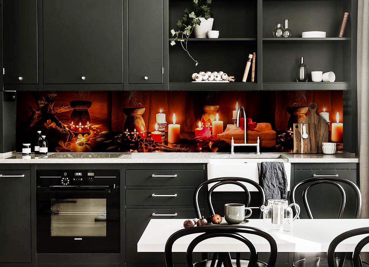 Кухонный фартук Романтический вечер из самоклеющейся виниловой пленки 60х300 см Коричневый