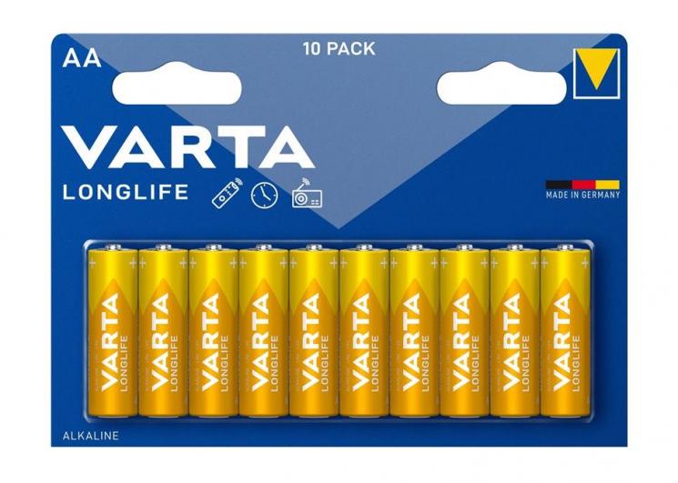 Батарейки лужні Varta Longlife AA 10 шт. (ERC-04106101461)