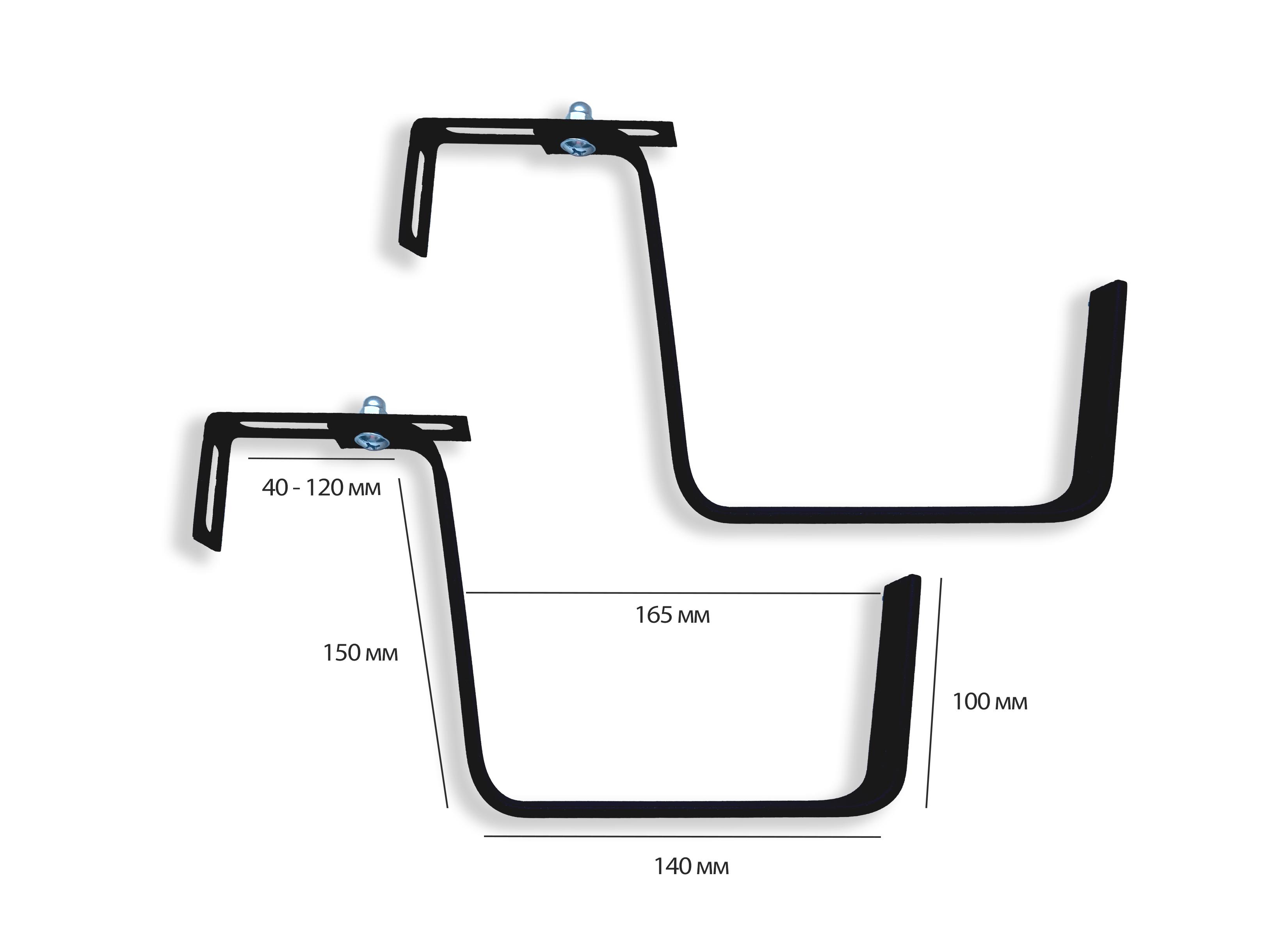 Балконні регульовані кріплення Deco Home для вазонів та квітів 19,5х21,5х2,5 см 2 шт. Чорний - фото 4