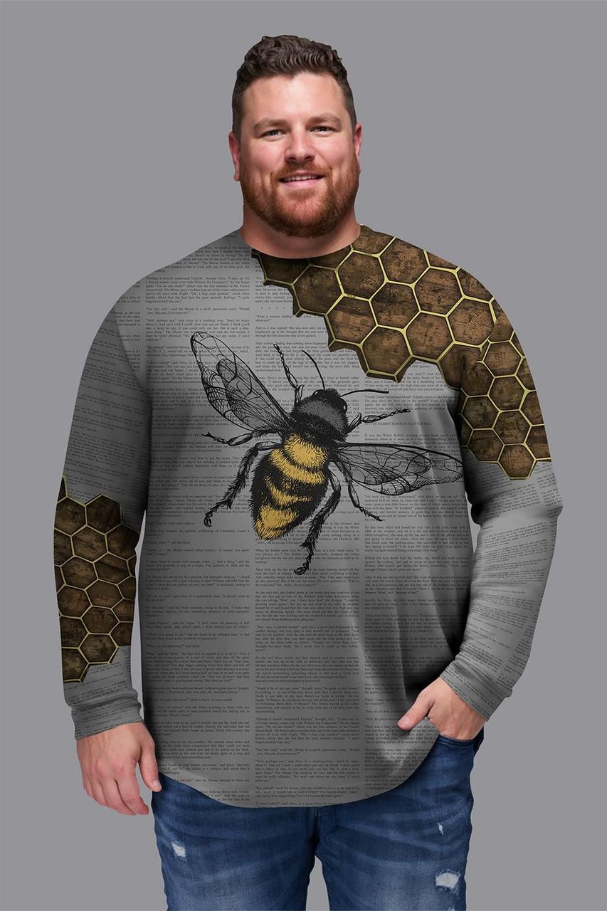 Світшот чоловічий Бджола батал 4XL Сірий (50018)
