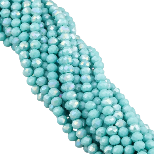 Бусины Swarovski огранка рондель АВ непрозрачный 6х4,8 мм 40 см 85 шт. Голубой светлый (БС6143а72)