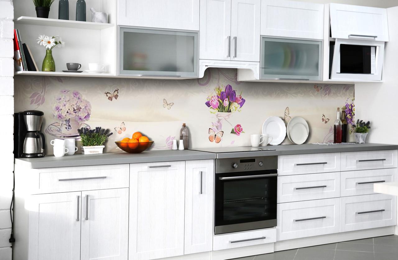 Кухонный фартук Букет тюльпанов из самоклеющейся виниловой пленки 60х250 см Бежевый Кухонный фартук Букет тюльпанов из самоклеющейся виниловой пленки 60х250 см Бежевый