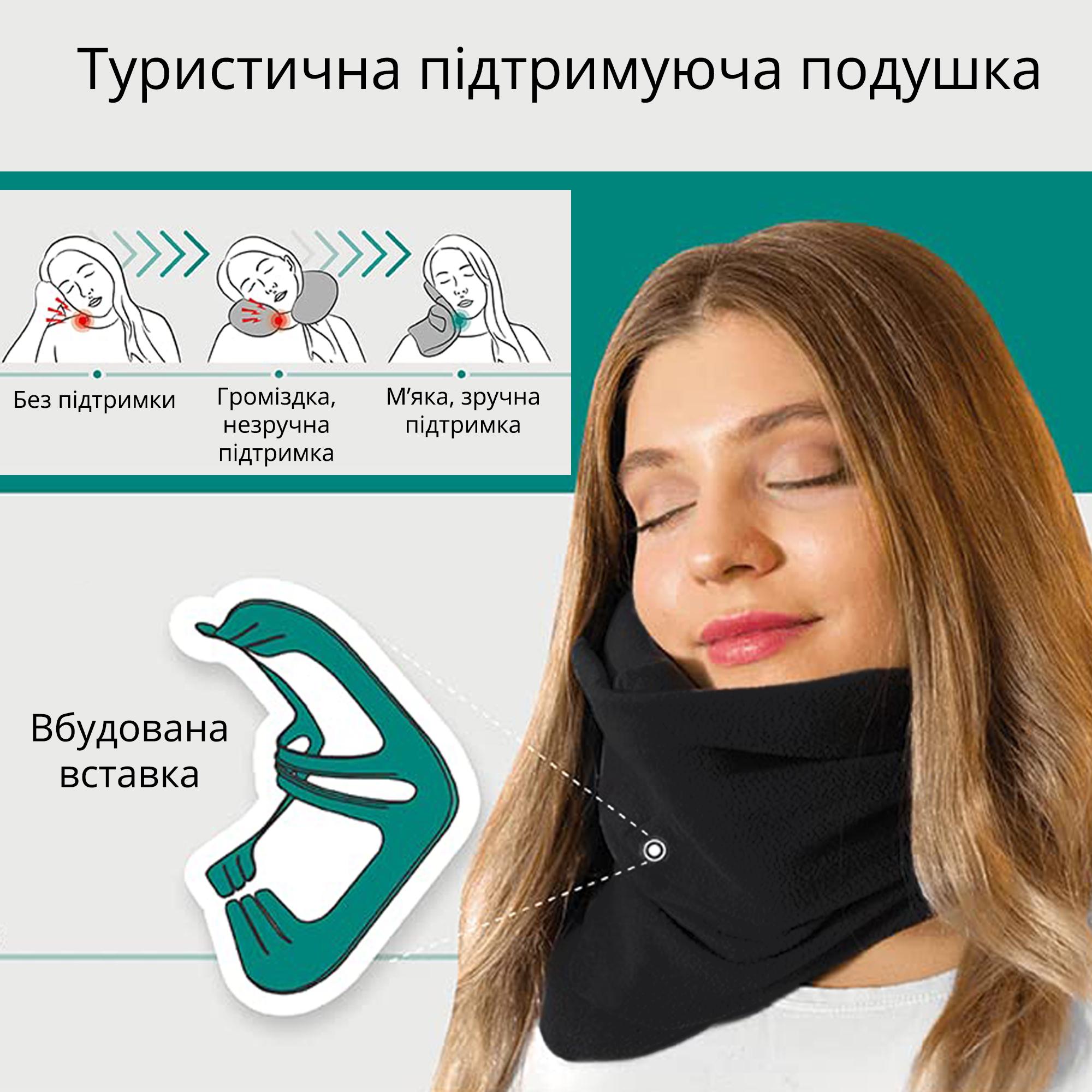 Подушка-шарф Travel Pillow для путешествий для сна Черный - фото 3