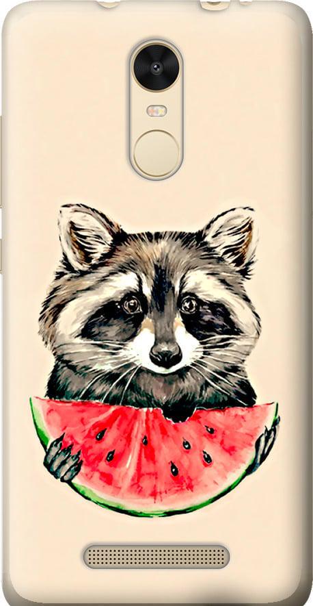 Чехол на Xiaomi Redmi Note 3 Енотик с арбузом (4605t-95-42517)