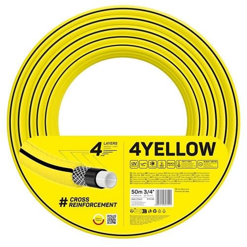 Шланг садовый для полива Cellfast 4YELLOW 3/4" 4 слоя 20 бар 50 м (10-522)