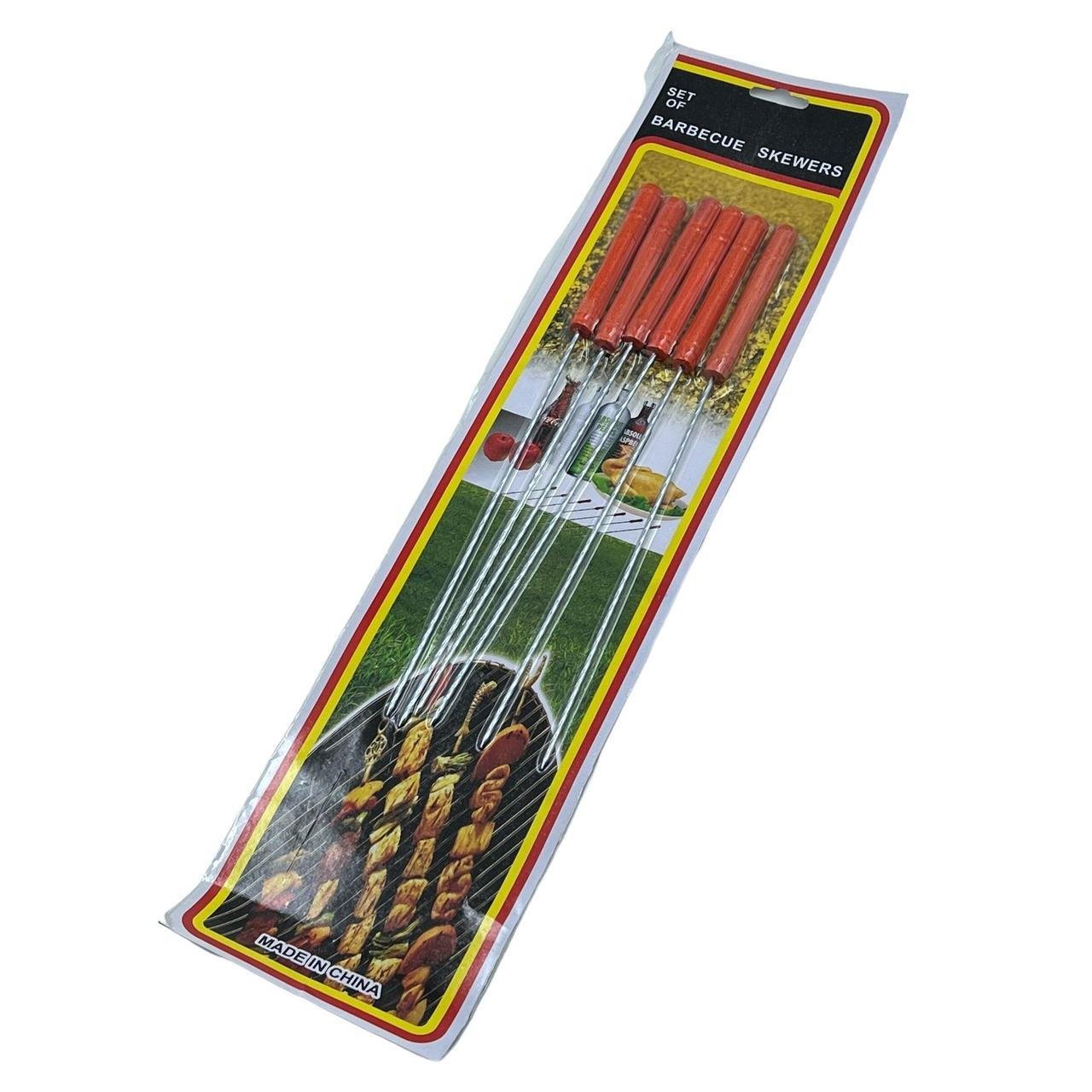 Набір шампурів для шашлику з дерев'яною ручкою 6 шт. 30 см (LM-724-45)