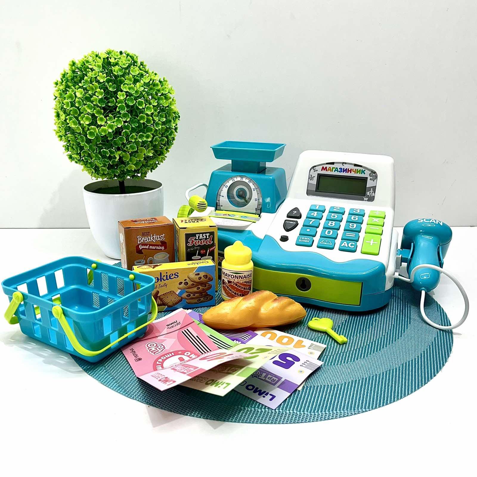 Дитячий ігровий касовий апарат Limo Toy з продуктами вагами блакитний (7162-2 UA) - фото 1 Дитячий ігровий касовий апарат Limo Toy з продуктами вагами блакитний (7162-2 UA) - фото 1