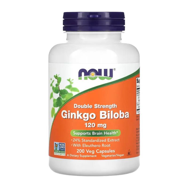 Экстракт гинкго билоба NOW Ginkgo Biloba Double Strength 120 мг 200 капс. (07728-01)