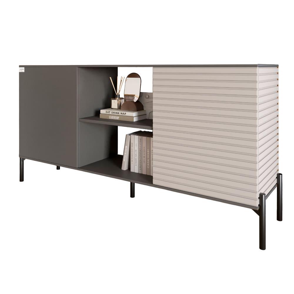 Комод открытый Lion Грей на черных металлических ножках Антрацит/Кашемир (000-000-2229) - фото 2