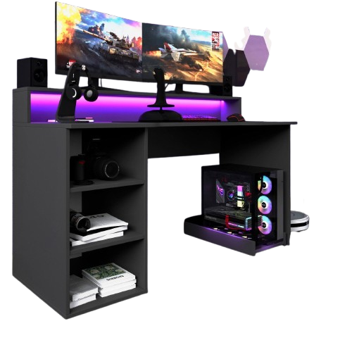 Компьютерный стол Mebellini Маршал NEW 1300х710/860х600 мм Антрацит (арт.SKEP1000-185) - фото 4