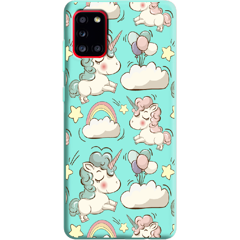 Чехол Boxface Samsung A315 Galaxy A31 Unicorns Мятный силикон (39470-cc2-39921)
