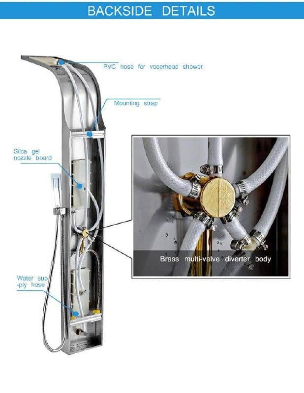 Душевая панель Epelli Megacascata Nero B с фиксированной воронкой/массажными форсунками и изливом Черный (2447983872) - фото 7 Душевая панель Epelli Megacascata Nero B с фиксированной воронкой/массажными форсунками и изливом Черный (2447983872) - фото 7