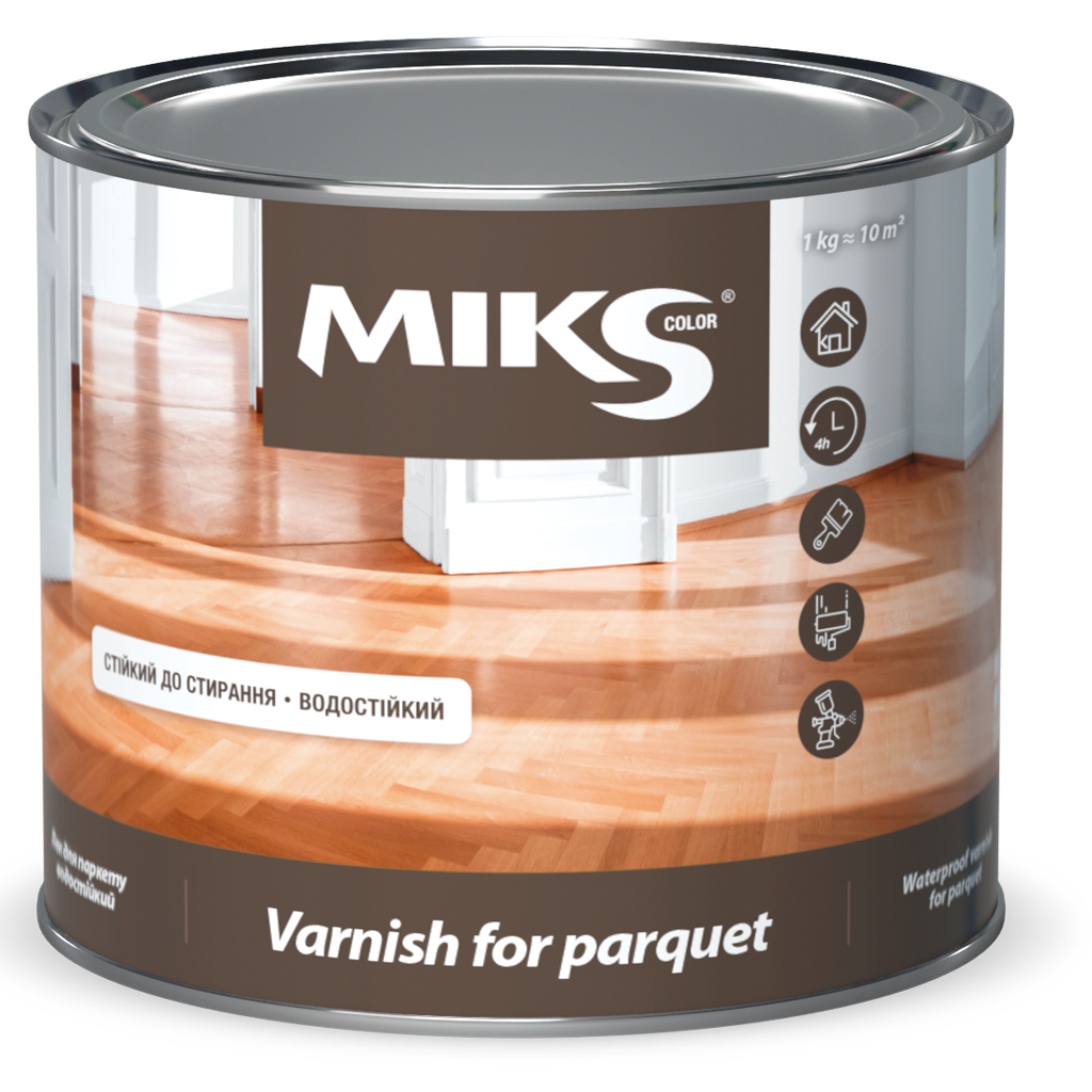 Лак для паркета уретановый MIKS Color глянцевый 1,6 кг (2493674158)