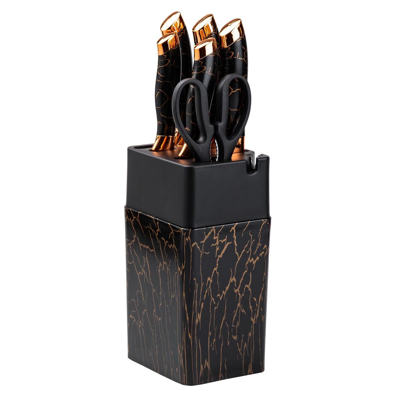 Набір ножів з ножицями з підставкою 5 шт. Чорний - фото 3 Набір ножів з ножицями з підставкою 5 шт. Чорний - фото 3