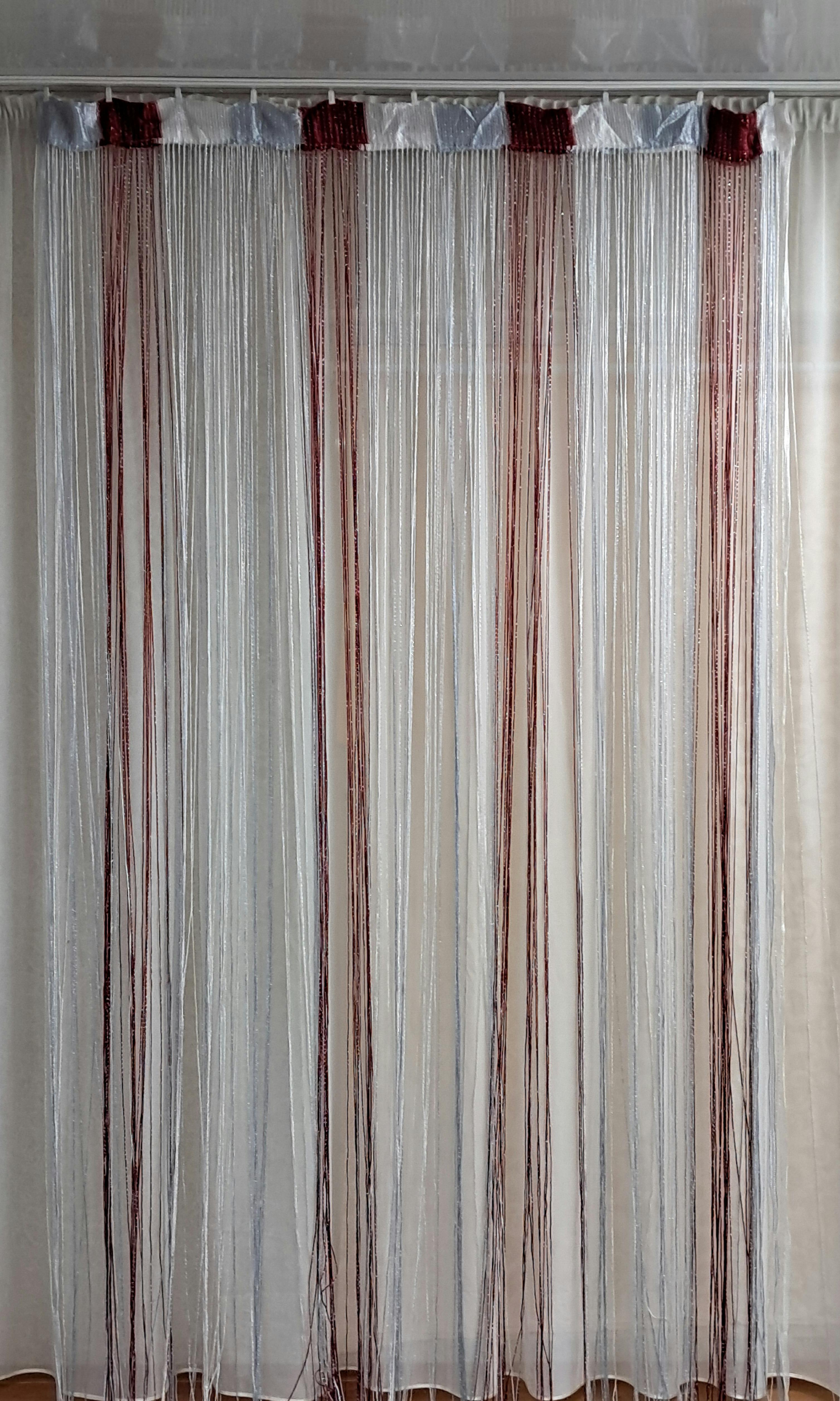 Шторы-нити с люрексом 300х300 см Бордовый/Белый/Серый - фото 2 Шторы-нити с люрексом 300х300 см Бордовый/Белый/Серый - фото 2