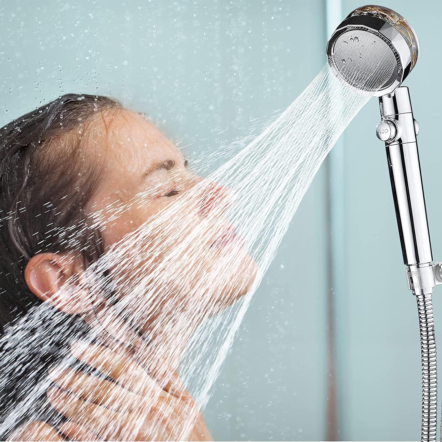 Водозберігаюча лійка-насадка для душу Turbocharged shower head з функцією стоп та обертанням на 360° Сріблястий/Блакитний - фото 7