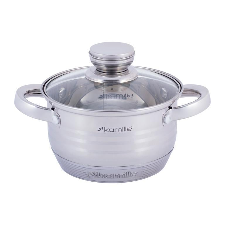 Каструля Kamille KM-4912 нержавіюча сталь 3 л Сірий (2180903611)