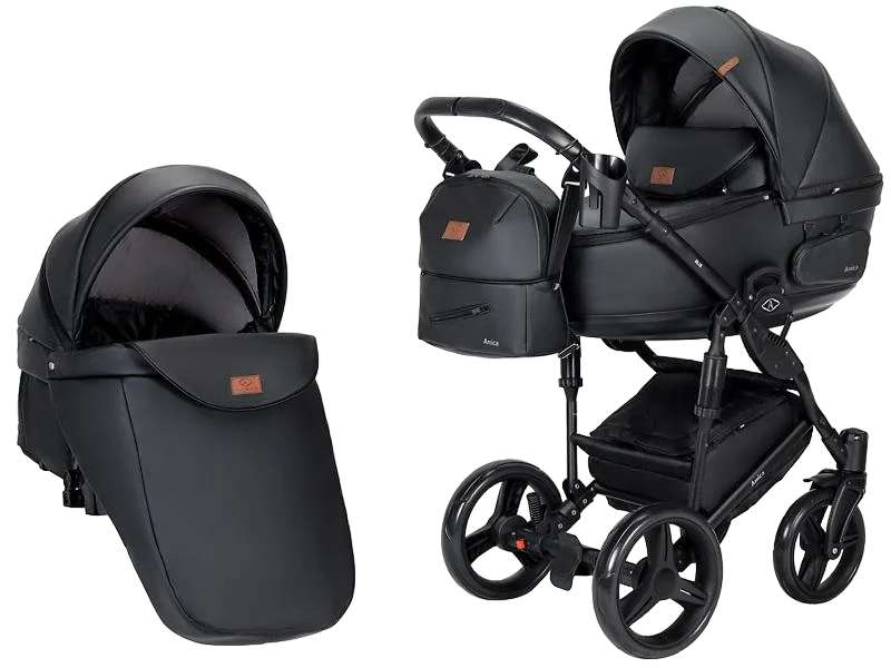 Коляска детская Amica BLIS 2в1 универсальная многофункциональная экокожа Черный (906785769)