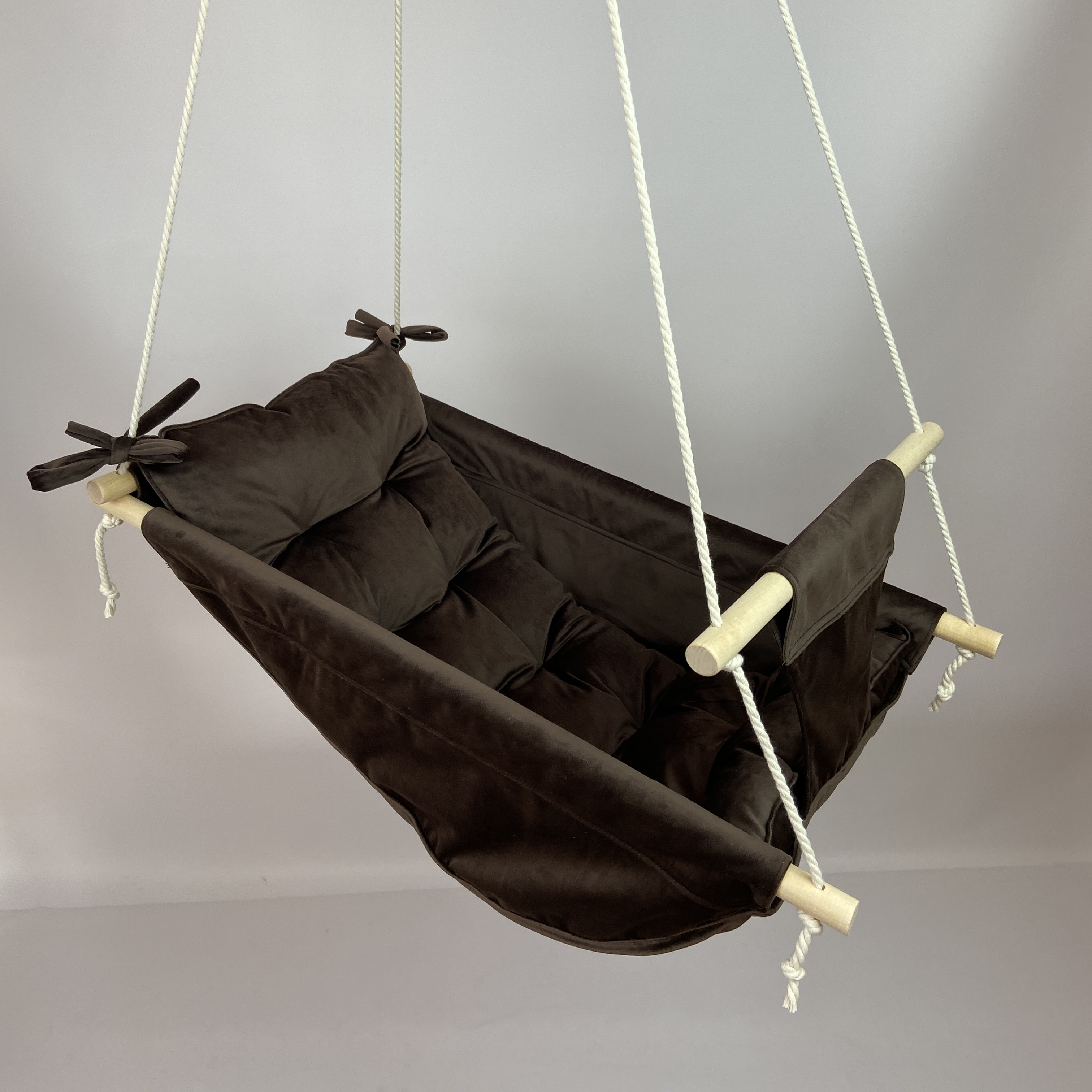 Подвесные детские качели Колыбель из бархата Светло-коричневый (gs-8726)