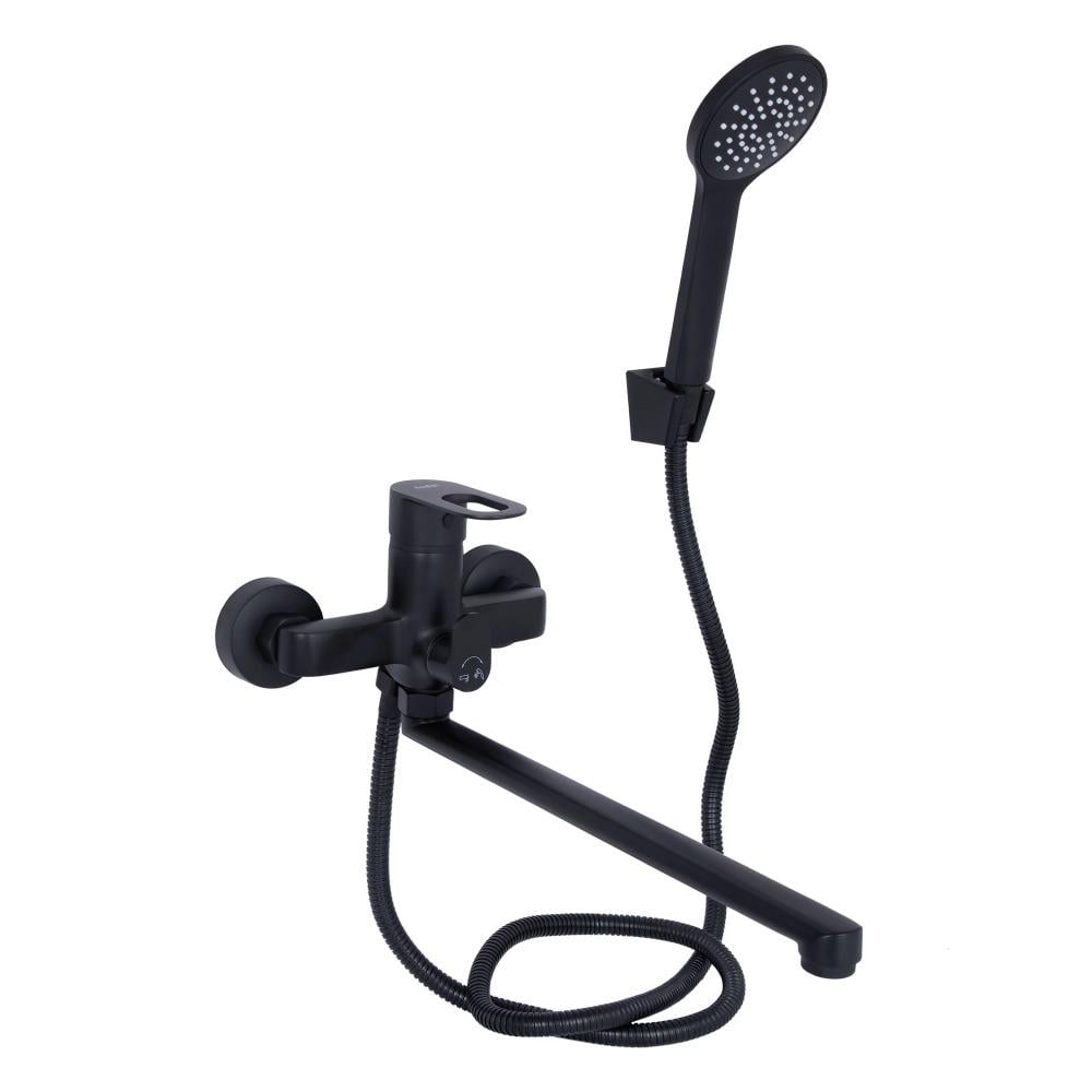 Змішувач для ванни Lidz Latwa 005 LDLAT005BLA45420 з довгим виливом з душовим гарнітуром Чорний