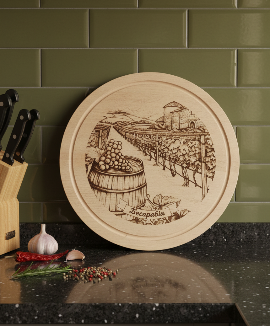 Дошка дерев'яна кухонна кругла (2197730162)