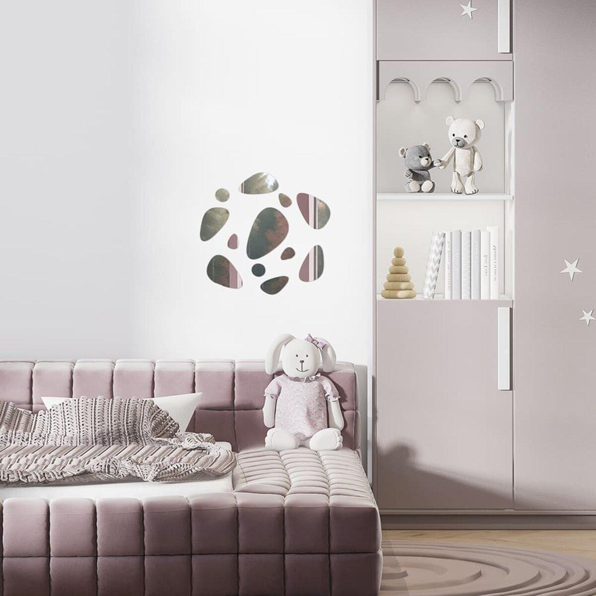 Декор дзеркальний акриловий самоклеючий Камінці 12 шт. Сріблястий (SW-00002496) - фото 5 Декор дзеркальний акриловий самоклеючий Камінці 12 шт. Сріблястий (SW-00002496) - фото 5