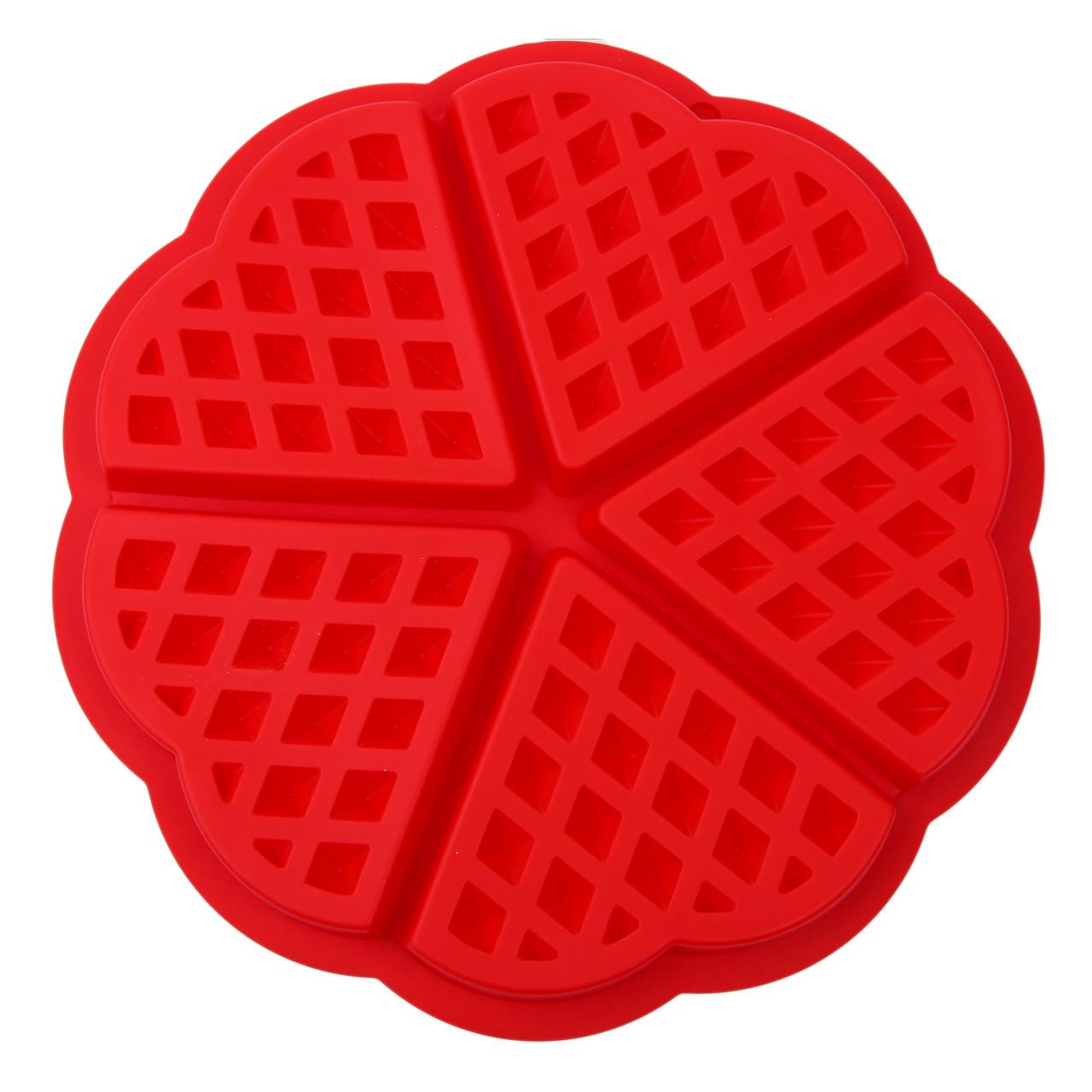 Форма силиконовая для выпечки Вафель в форме Сердца 18 см Красный (2356744415)