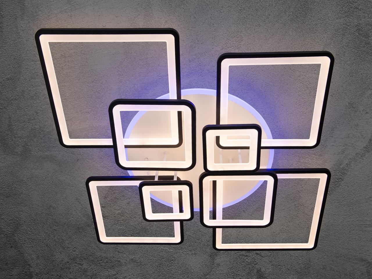 Люстра светодиодная потолочная для зала с подсветкой 8160-8BK-LS 225W Черный (2437060111)