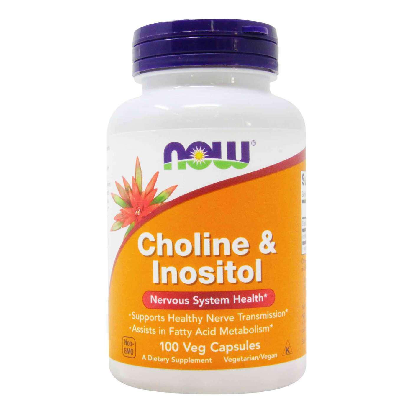 Холин с Инозитолом Now Choline & Inositol 500 мг 100 капсул