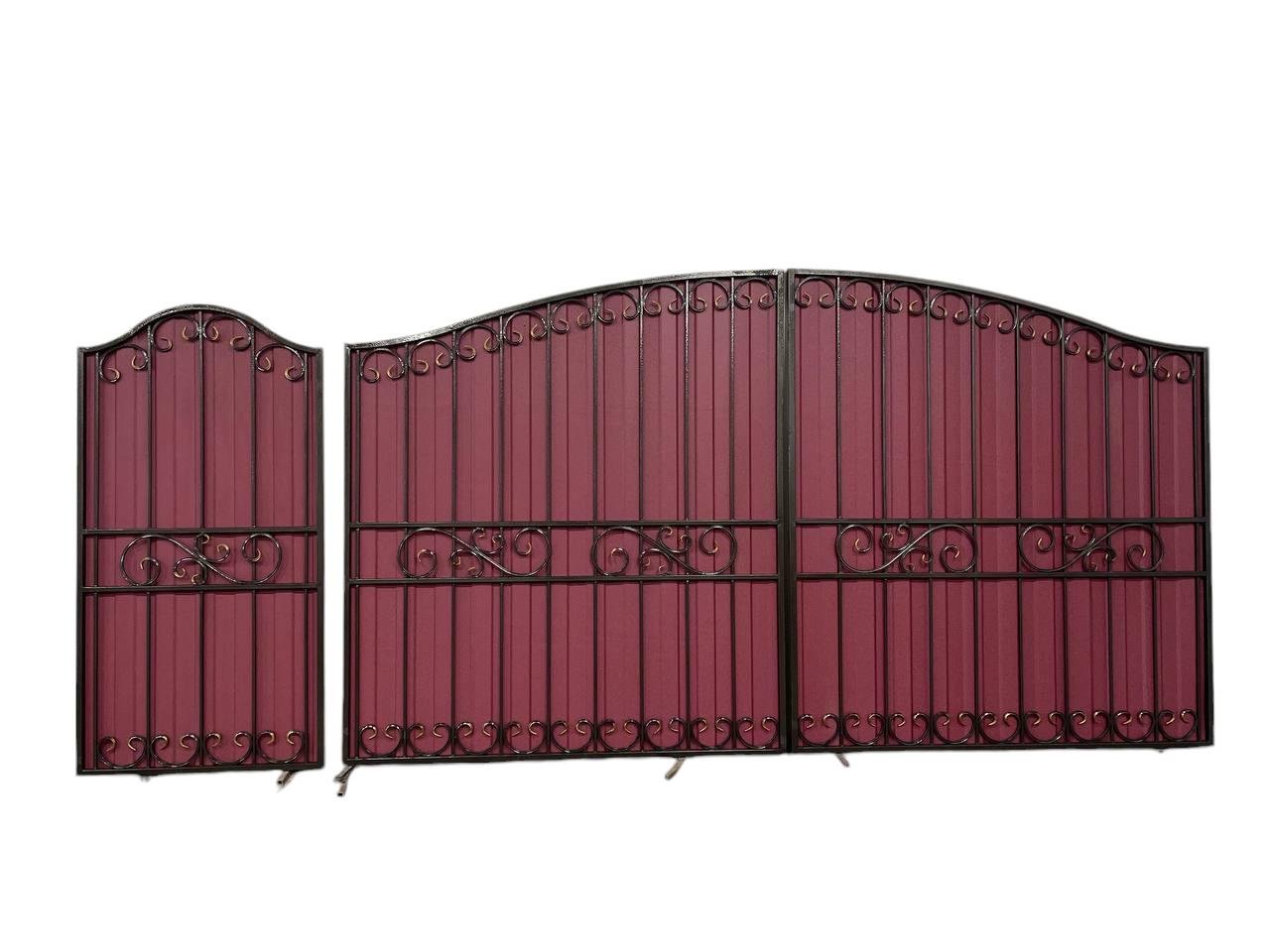 Ворота ковані з хвірткою та профнастилом 3400х2000 мм (А-01100)