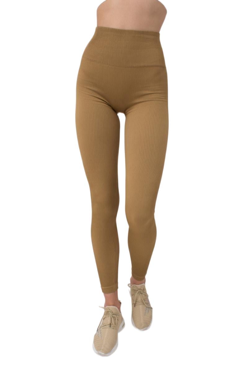 Легінси Giulia Leggings Rib Ermine в рубчик з моделюючим швом ззаду S/M Коричневий