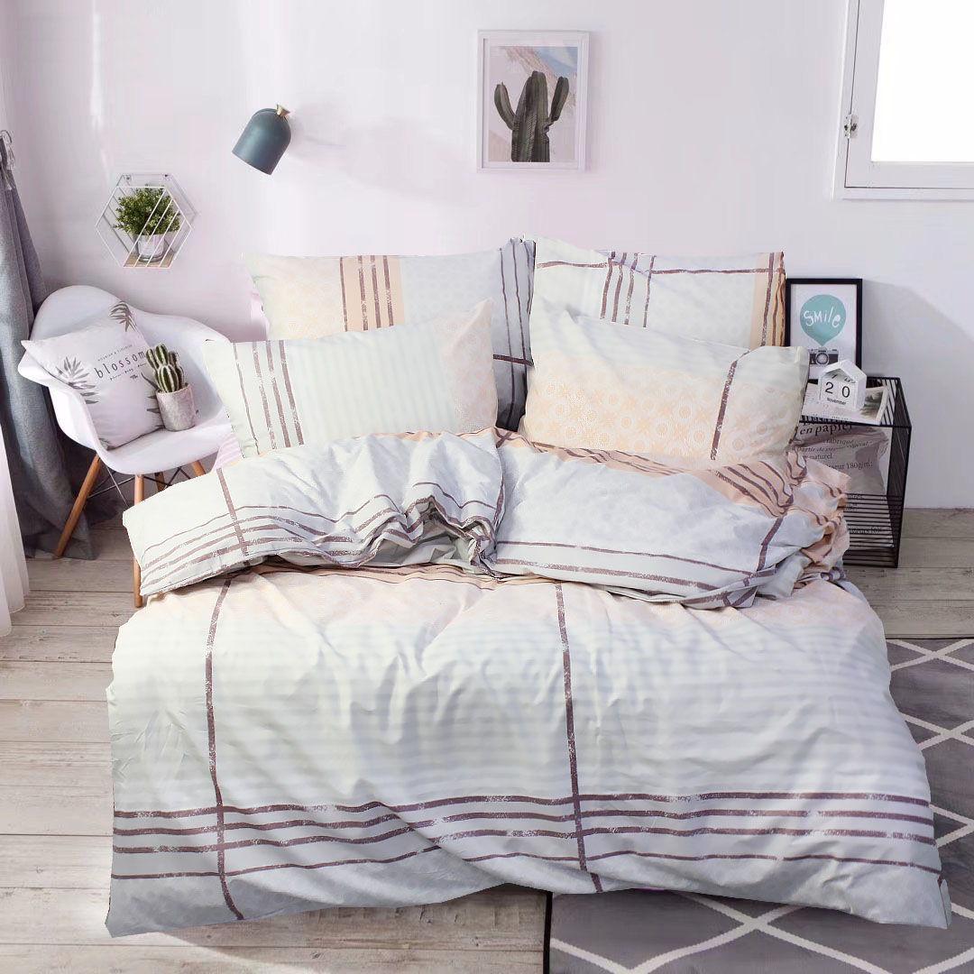 Комплект постельного белья Еней-плюс двуспальный Р0143 Серый/Бежевый/Желтый