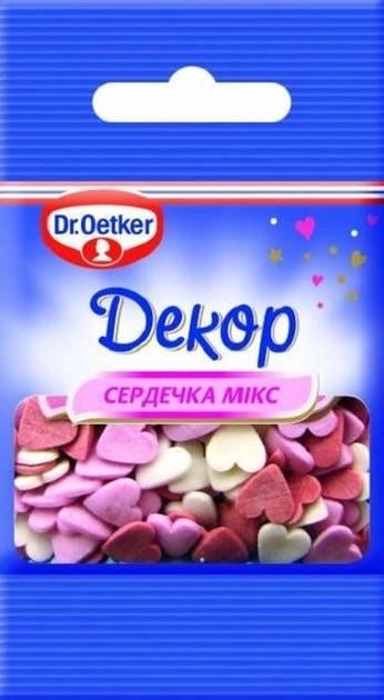 Посипка цукрова декоративна Dr. Oetker Серця мікс 10 г (11476)