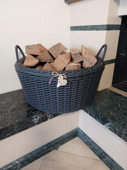 Корзина с ручками для дров из искусственного ротанга ручной работы 45 л Графитовый (133005) - фото 2