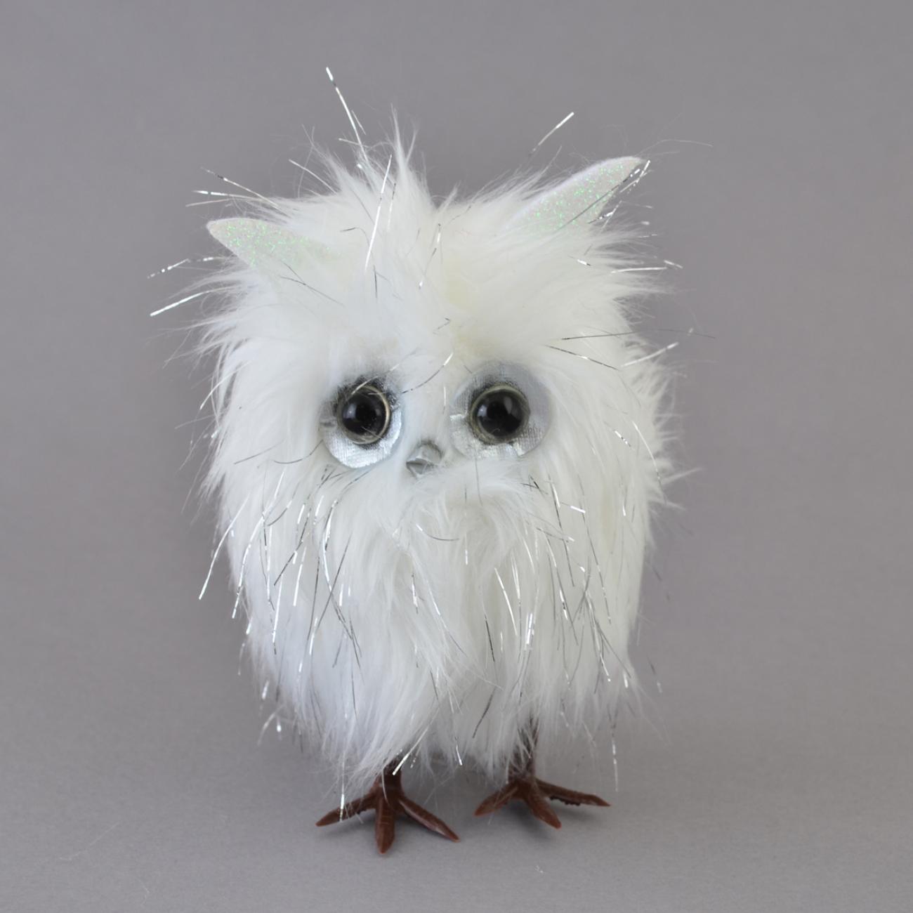 Сова Yes! Fun пушистая декорирована серебром 14 см (0973454)