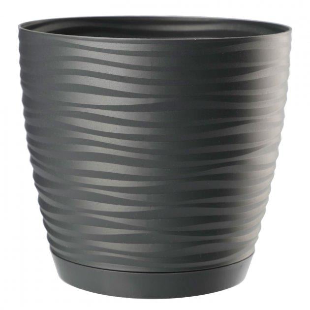 Горшок FormPlastic Сахара мини-17 с подставкой 2,4 л Антрацитовый (3030-014)