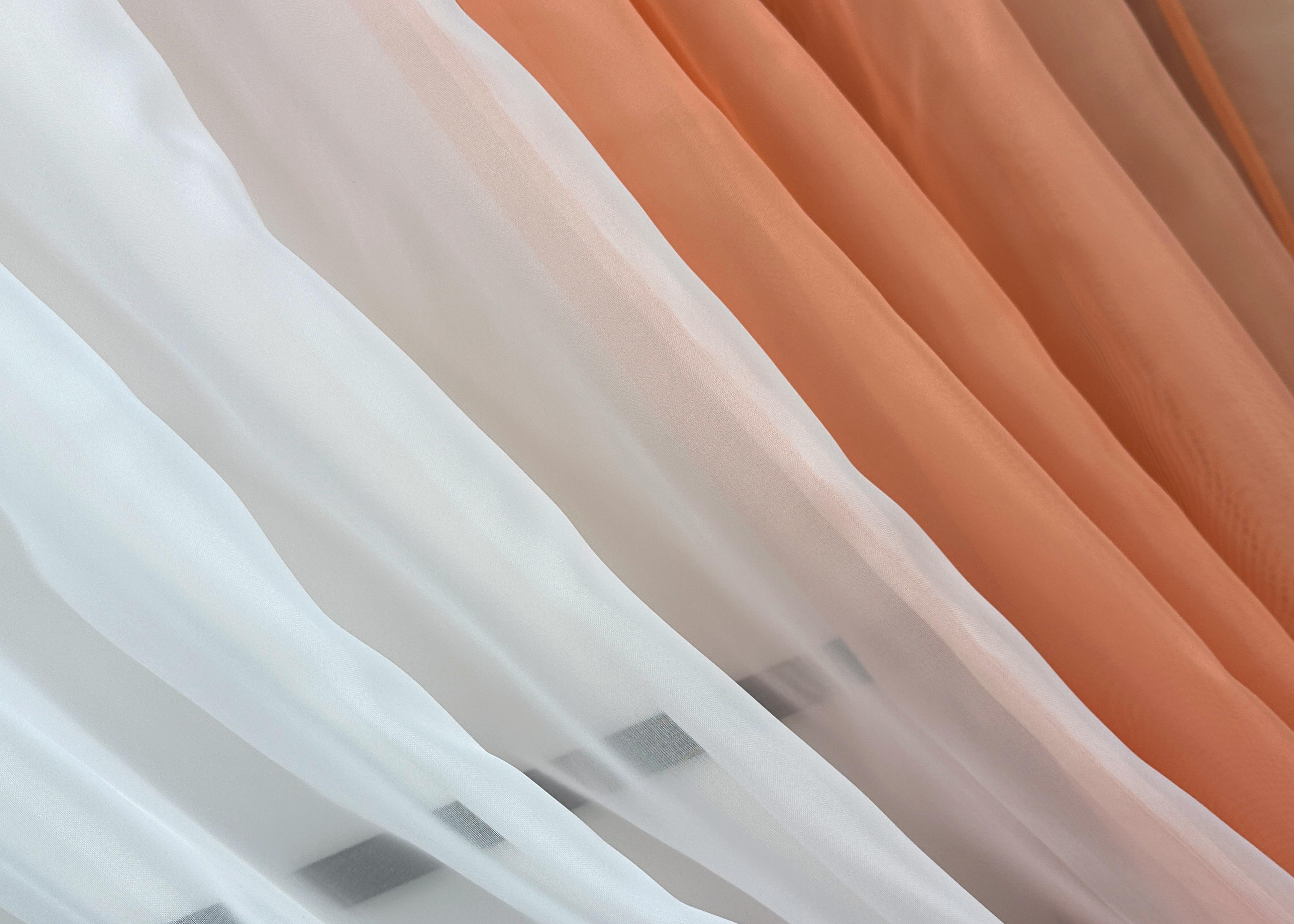 Шторки кухонні VR-Textil № 096к з підв'язками 400х170 см Персиковий/Білий (52-1184) - фото 4