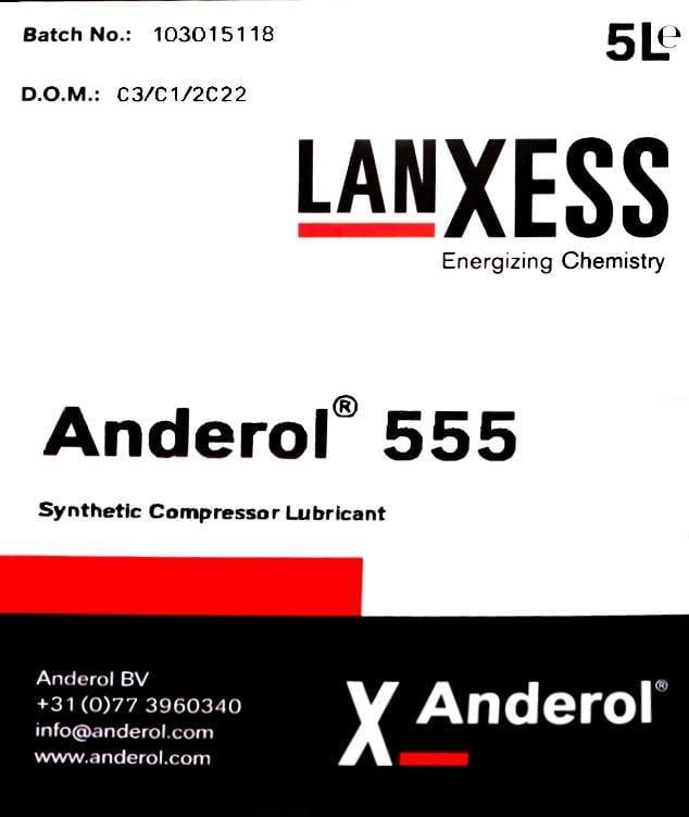 Мастило синтетичне Lanxess Anderol 555 на основі діефірів ISO VG 100 для копресорів та вакуумних насосів 5 л - фото 2 Мастило синтетичне Lanxess Anderol 555 на основі діефірів ISO VG 100 для копресорів та вакуумних насосів 5 л - фото 2
