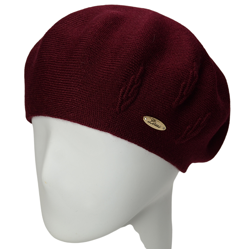 Берет женский Lirus Смородина двойной тонкой вязки Бордовый