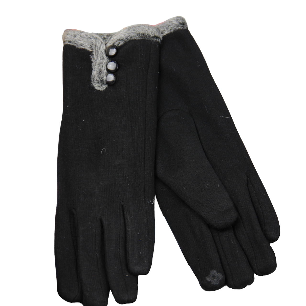 Перчатки женские сенсорные трикотажные на меху шитые S-M (34108)