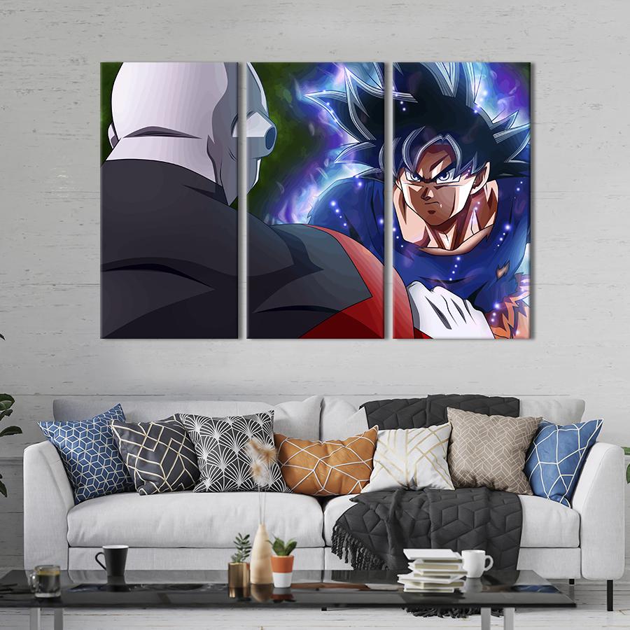 Картина на холсте триптих Гоку против Джирена 156x100 см (1425-31)