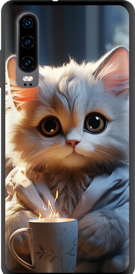 Чехол на Huawei P30 White cat (5646b-1622-42517)