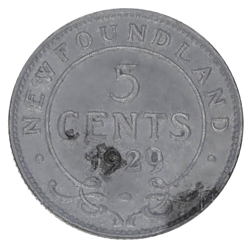 Коллекционная монета Ньюфаундленд 5 центов 1929 г. Серебро F-VF (М17828)