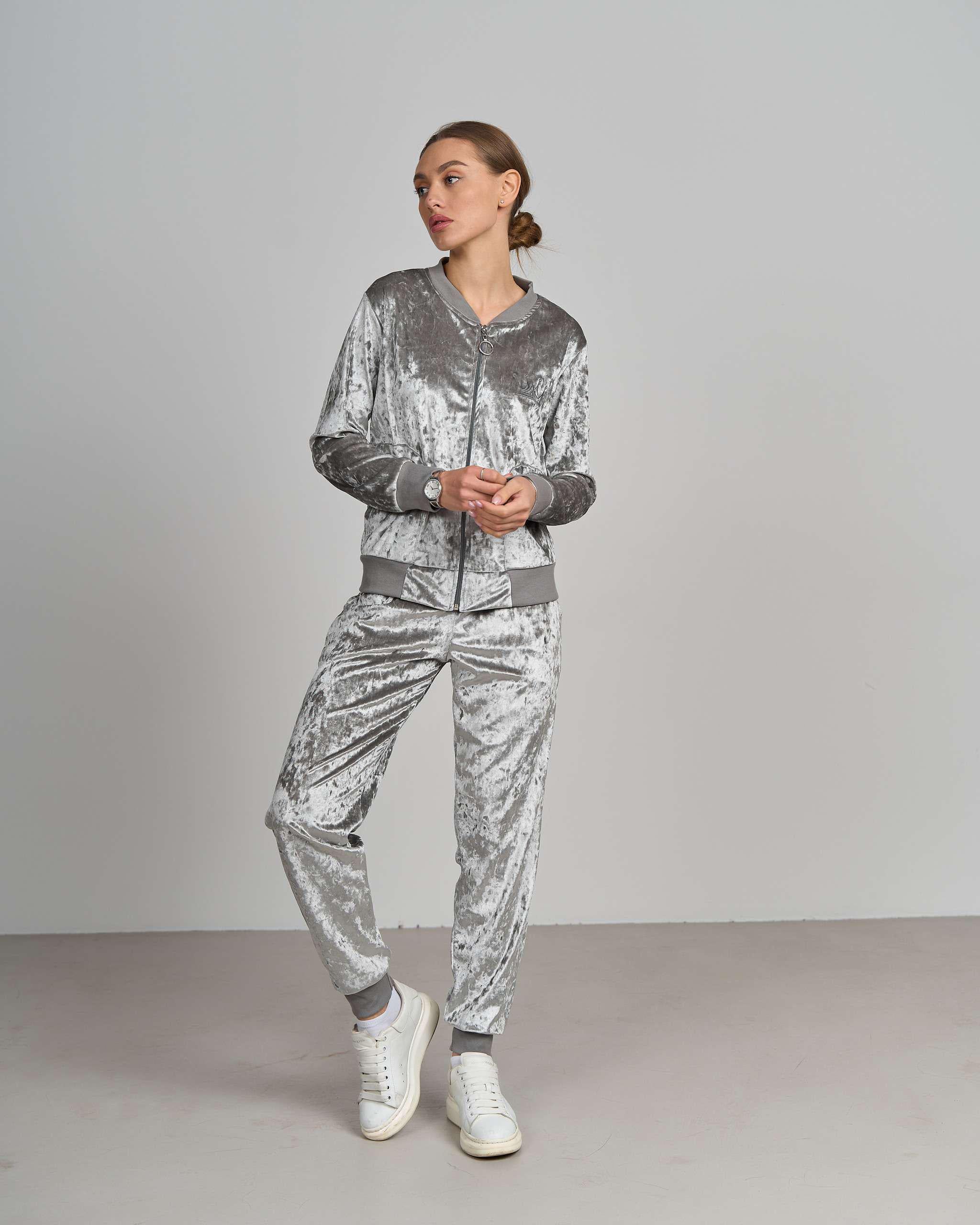 Пижама брюки и кофта на молнии мраморный велюр S Светло-серый (87122) Пижама брюки и кофта на молнии мраморный велюр S Светло-серый (87122)