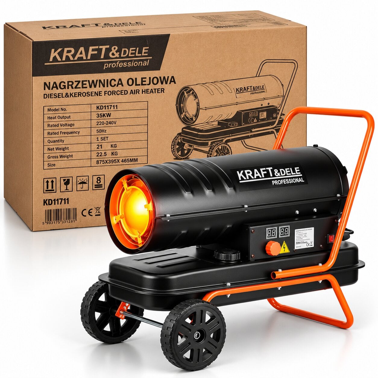 Тепловая пушка дизельная Kraft&Dele KD11711 промышленная с термостатом 720 м3/ч 35 кВт (39006357) Тепловая пушка дизельная Kraft&Dele KD11711 промышленная с термостатом 720 м3/ч 35 кВт (39006357)